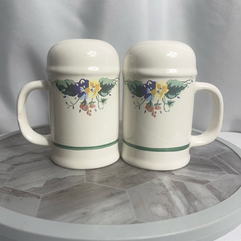 Vintage Treasure Craft Linda Sue Floral Salt & Pepper Shakers 1991 Ceramic Set